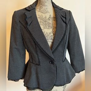 White House Black Market black-white checkered blazer jacket, size 6.